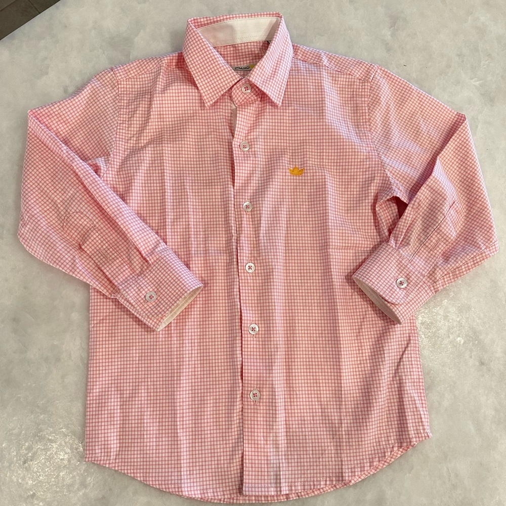Boys 4T pink gingham dress shirt.